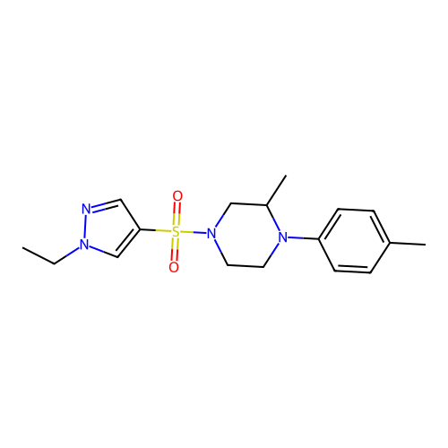 4-(1-Ethylpyrazol-4-yl)sulfonyl-2-methyl-1-(4-methylphenyl)piperazine structure