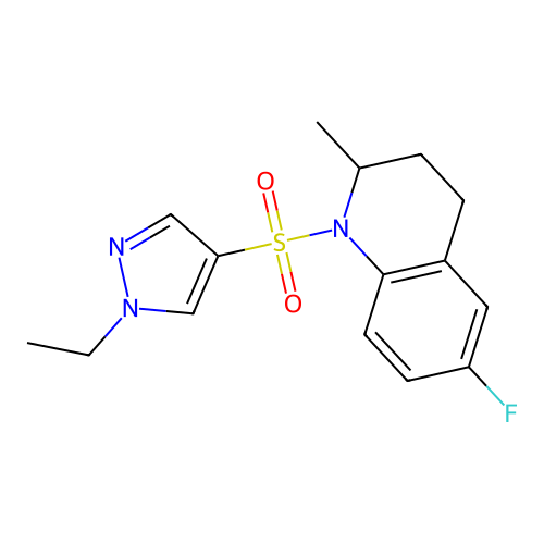 1-(1-ethylpyrazol-4-yl)sulfonyl-6-fluoro-2-methyl-3,4-dihydro-2H-quinoline structure