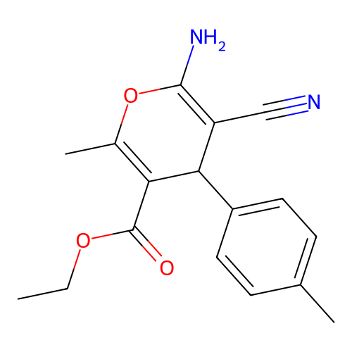 Ethyl 6-amino-5-cyano-2-methyl-4-(p-tolyl)-4H-pyran-3-carboxylate structure