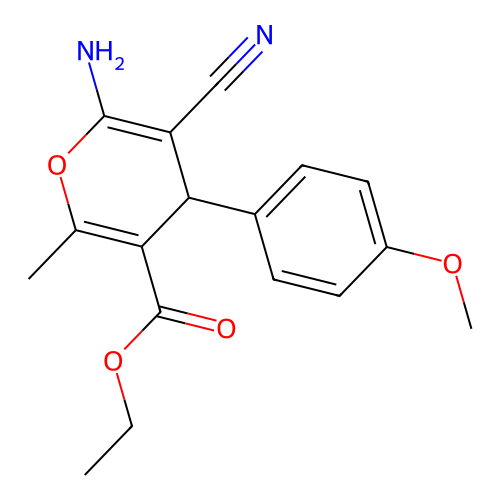 ethyl 6-amino-5-cyano-4-(4-methoxyphenyl)-2-methyl-4H-pyran-3-carboxylate structure
