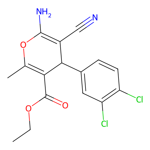 ethyl 6-amino-5-cyano-4-(3,4-dichlorophenyl)-2-methyl-4H-pyran-3-carboxylate structure