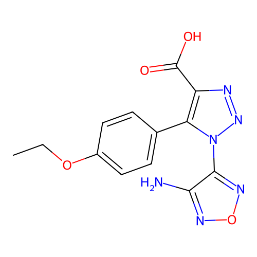 1-(4-amino-1,2,5-oxadiazol-3-yl)-5-(4-ethoxyphenyl)-1H-1,2,3-triazole-4-carboxylic acid structure
