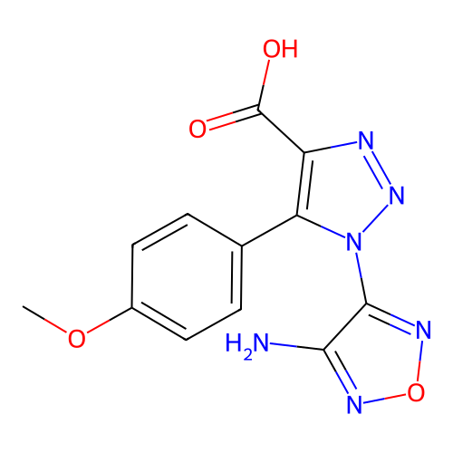 1-(4-amino-1,2,5-oxadiazol-3-yl)-5-(4-methoxyphenyl)-1H-1,2,3-triazole-4-carboxylic acid structure