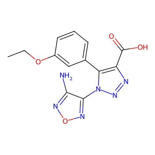 1-(4-amino-1,2,5-oxadiazol-3-yl)-5-(3-ethoxyphenyl)-1H-1,2,3-triazole-4-carboxylic acid structure