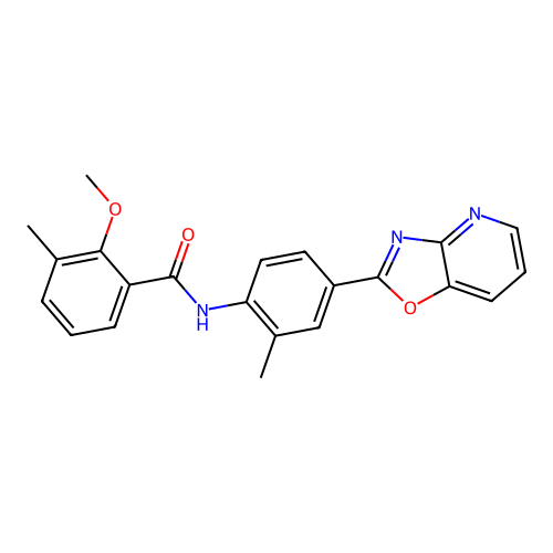 2-methoxy-3-methyl-N-(2-methyl-4-[1,3]oxazolo[4,5-b]pyridin-2-ylphenyl)benzamide structure