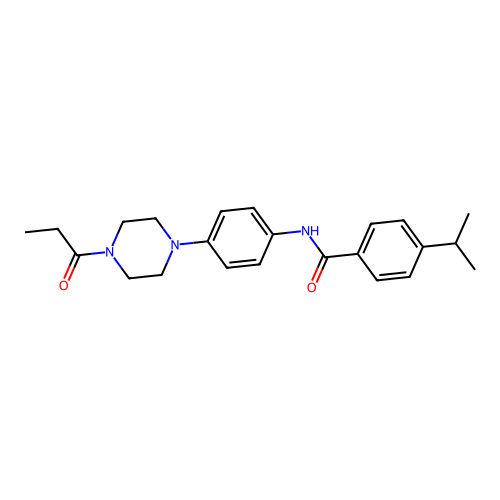 N-[4-(4-propanoylpiperazin-1-yl)phenyl]-4-propan-2-ylbenzamide structure