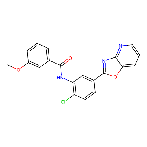 N-[2-chloro-5-([1,3]oxazolo[4,5-b]pyridin-2-yl)phenyl]-3-methoxybenzamide structure