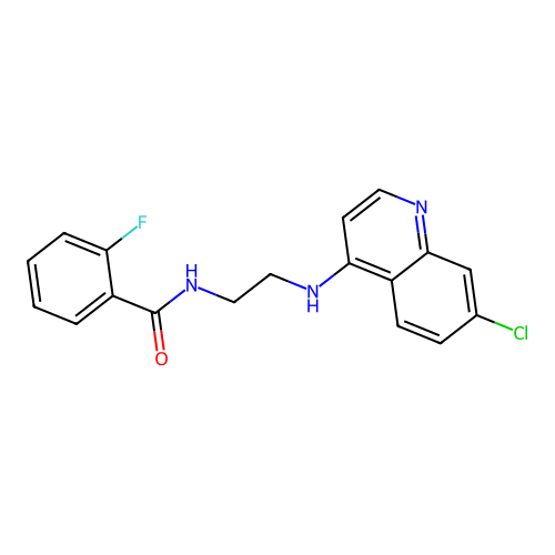 N-[2-[(7-chloroquinolin-4-yl)amino]ethyl]-2-fluorobenzamide structure