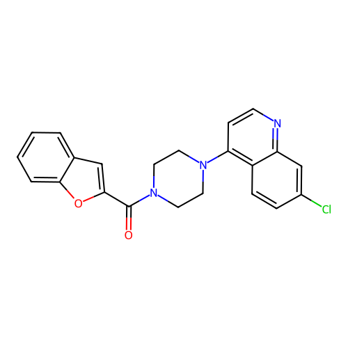 1-Benzofuran-2-yl[4-(7-chloroquinolin-4-yl)piperazin-1-yl]methanone structure