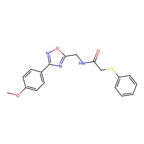 N-[[3-(4-methoxyphenyl)-1,2,4-oxadiazol-5-yl]methyl]-2-phenylsulfanylacetamide structure