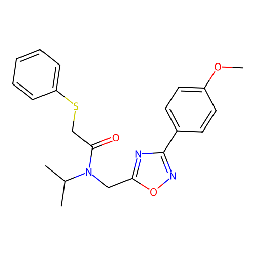 N-{[3-(4-methoxyphenyl)-1,2,4-oxadiazol-5-yl]methyl}-2-(phenylsulfanyl)-N-(propan-2-yl)acetamide structure