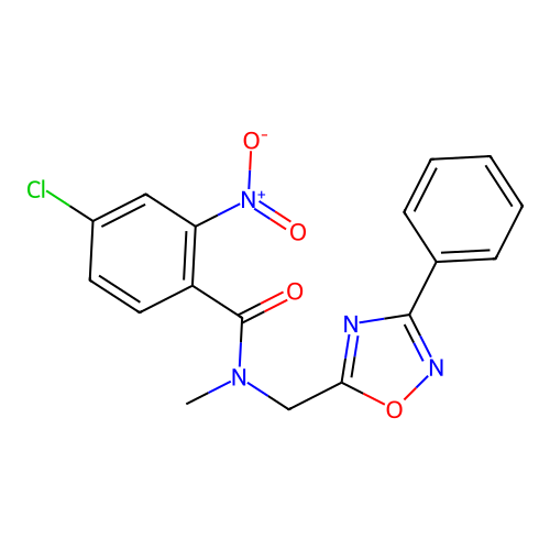 4-chloro-N-methyl-2-nitro-N-[(3-phenyl-1,2,4-oxadiazol-5-yl)methyl]benzamide structure