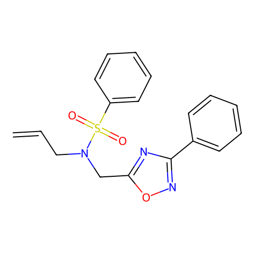 N-[(3-phenyl-1,2,4-oxadiazol-5-yl)methyl]-N-prop-2-enylbenzenesulfonamide structure