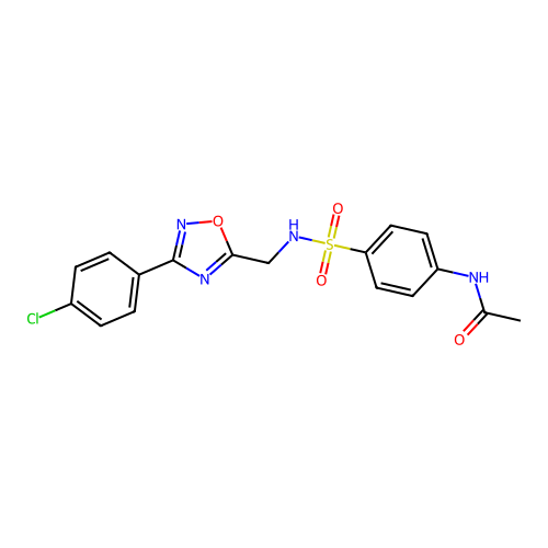 N-[4-({[3-(4-chlorophenyl)-1,2,4-oxadiazol-5-yl]methyl}sulfamoyl)phenyl]acetamide structure