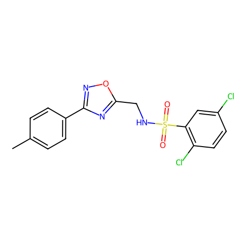 2,5-dichloro-N-[[3-(4-methylphenyl)-1,2,4-oxadiazol-5-yl]methyl]benzenesulfonamide structure