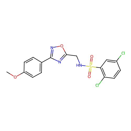2,5-dichloro-N-[[3-(4-methoxyphenyl)-1,2,4-oxadiazol-5-yl]methyl]benzenesulfonamide structure