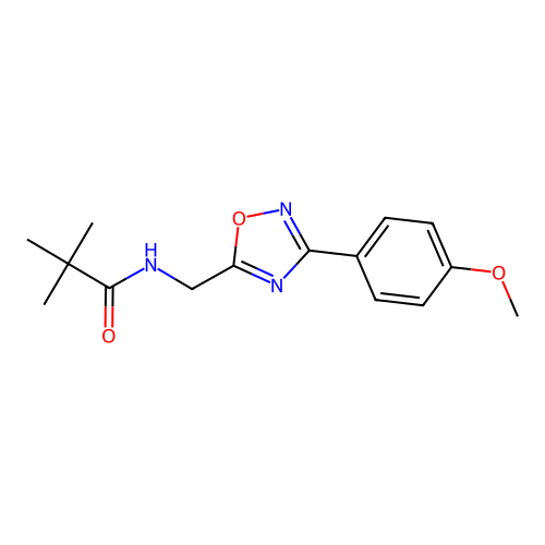 N-[[3-(4-methoxyphenyl)-1,2,4-oxadiazol-5-yl]methyl]-2,2-dimethylpropanamide structure