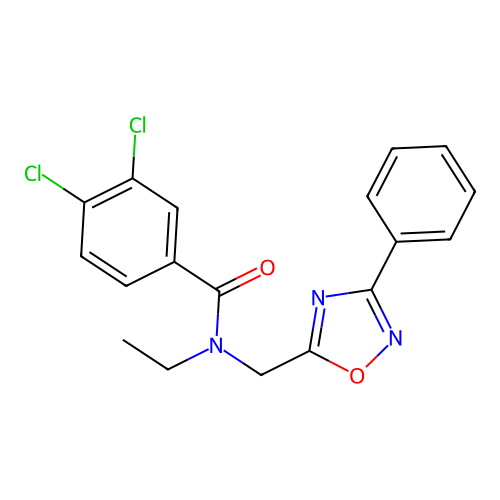 3,4-dichloro-N-ethyl-N-[(3-phenyl-1,2,4-oxadiazol-5-yl)methyl]benzamide structure