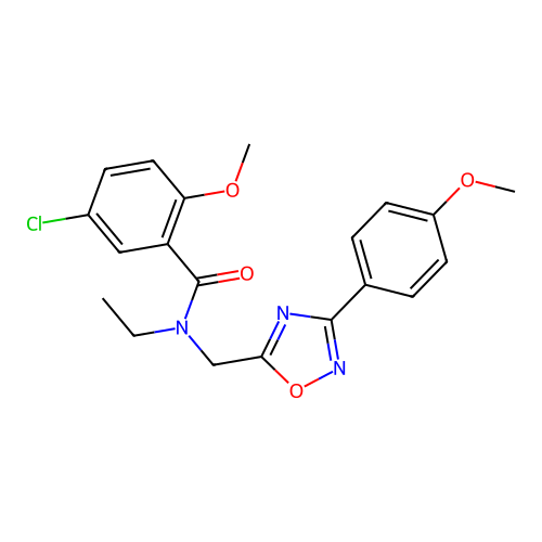 5-chloro-N-ethyl-2-methoxy-N-((3-(4-methoxyphenyl)-1,2,4-oxadiazol-5-yl)methyl)benzamide structure