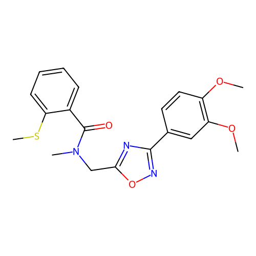 N-[[3-(3,4-dimethoxyphenyl)-1,2,4-oxadiazol-5-yl]methyl]-N-methyl-2-methylsulfanylbenzamide structure