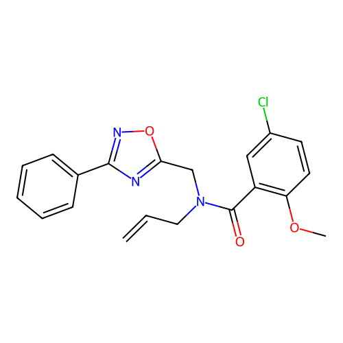 5-chloro-2-methoxy-N-[(3-phenyl-1,2,4-oxadiazol-5-yl)methyl]-N-prop-2-enylbenzamide structure