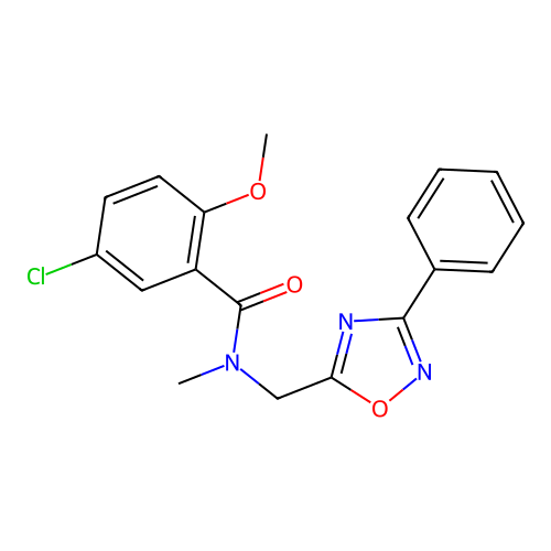 5-chloro-2-methoxy-N-methyl-N-[(3-phenyl-1,2,4-oxadiazol-5-yl)methyl]benzamide structure