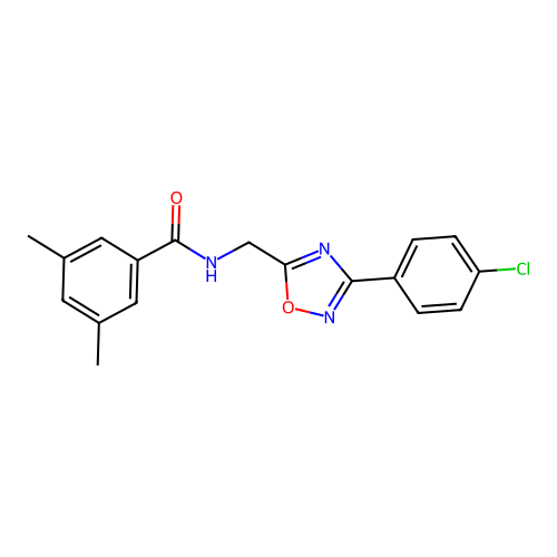 N-[[3-(4-chlorophenyl)-1,2,4-oxadiazol-5-yl]methyl]-3,5-dimethylbenzamide structure