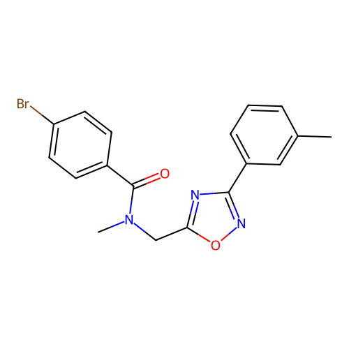 4-bromo-N-methyl-N-[[3-(3-methylphenyl)-1,2,4-oxadiazol-5-yl]methyl]benzamide structure