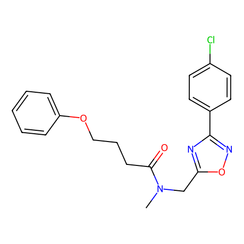 N-((3-(4-chlorophenyl)-1,2,4-oxadiazol-5-yl)methyl)-N-methyl-4-phenoxybutanamide structure