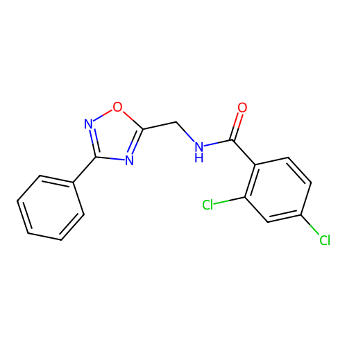 2,4-dichloro-N-[(3-phenyl-1,2,4-oxadiazol-5-yl)methyl]benzamide structure