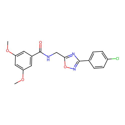 N-[[3-(4-chlorophenyl)-1,2,4-oxadiazol-5-yl]methyl]-3,5-dimethoxybenzamide structure