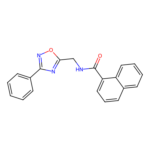 N-[(3-phenyl-1,2,4-oxadiazol-5-yl)methyl]naphthalene-1-carboxamide structure