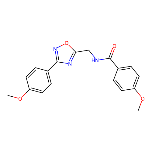 4-methoxy-N-[[3-(4-methoxyphenyl)-1,2,4-oxadiazol-5-yl]methyl]benzamide structure