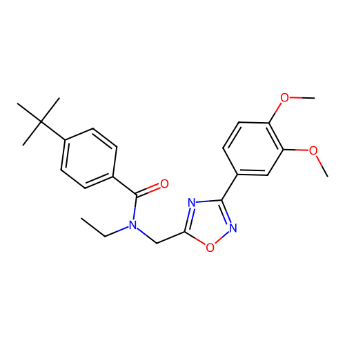 4-tert-butyl-N-{[3-(3,4-dimethoxyphenyl)-1,2,4-oxadiazol-5-yl]methyl}-N-ethylbenzamide structure