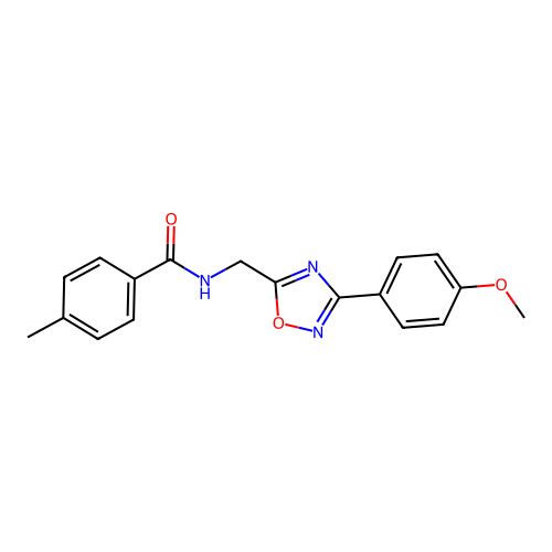 N-[[3-(4-methoxyphenyl)-1,2,4-oxadiazol-5-yl]methyl]-4-methylbenzamide structure