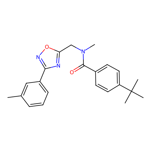 4-(tert-butyl)-N-methyl-N-((3-(m-tolyl)-1,2,4-oxadiazol-5-yl)methyl)benzamide structure