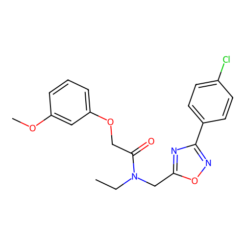 N-((3-(4-chlorophenyl)-1,2,4-oxadiazol-5-yl)methyl)-N-ethyl-2-(3-methoxyphenoxy)acetamide structure