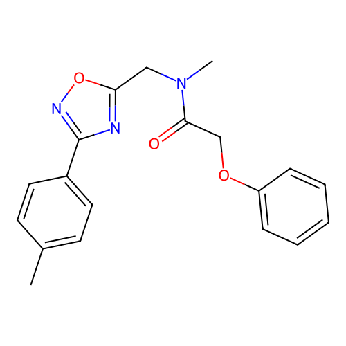 N-methyl-N-[[3-(4-methylphenyl)-1,2,4-oxadiazol-5-yl]methyl]-2-phenoxyacetamide structure