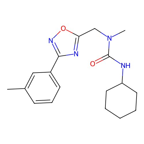 3-Cyclohexyl-1-methyl-1-[[3-(3-methylphenyl)-1,2,4-oxadiazol-5-yl]methyl]urea structure
