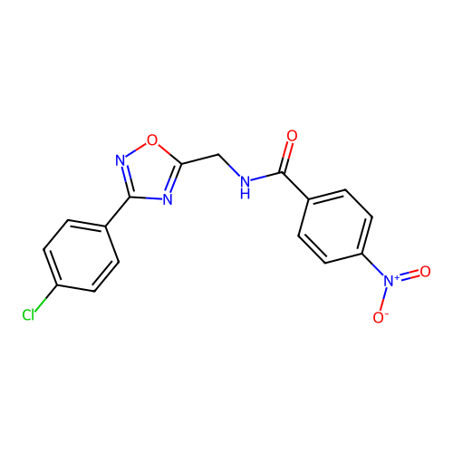 N-((3-(4-chlorophenyl)-1,2,4-oxadiazol-5-yl)methyl)-4-nitrobenzamide structure