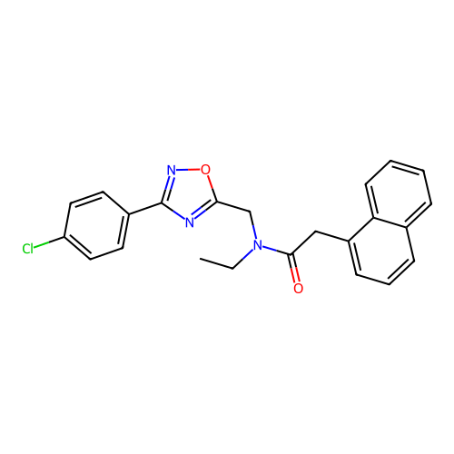 N-((3-(4-chlorophenyl)-1,2,4-oxadiazol-5-yl)methyl)-N-ethyl-2-(naphthalen-1-yl)acetamide structure