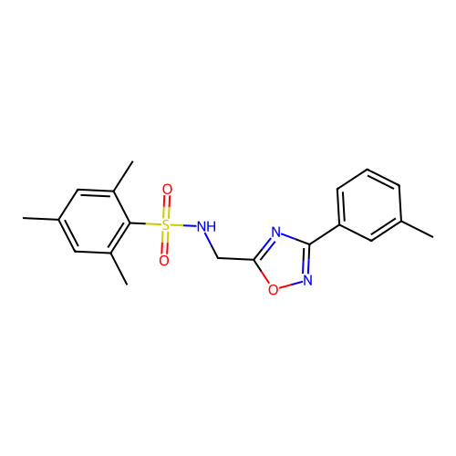 2,4,6-trimethyl-N-((3-(m-tolyl)-1,2,4-oxadiazol-5-yl)methyl)benzenesulfonamide structure