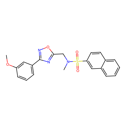 N-[[3-(3-methoxyphenyl)-1,2,4-oxadiazol-5-yl]methyl]-N-methylnaphthalene-2-sulfonamide structure
