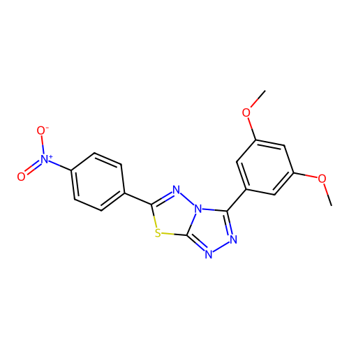 3-(3,5-dimethoxyphenyl)-6-(4-nitrophenyl)-[1,2,4]triazolo[3,4-b][1,3,4]thiadiazole structure