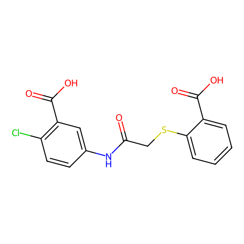 5-({[(2-Carboxyphenyl)sulfanyl]acetyl}amino)-2-chlorobenzoic acid structure