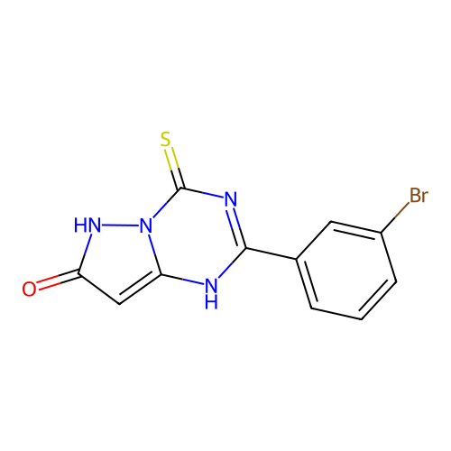 2-(3-bromophenyl)-4-thioxo-3,4-dihydropyrazolo[1,5-a][1,3,5]triazin-7(6H)-one structure