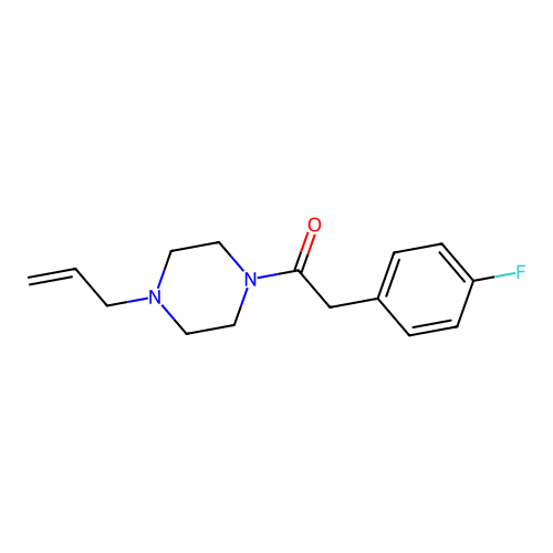 2-(4-Fluorophenyl)-1-(4-prop-2-enylpiperazin-1-yl)ethanone structure