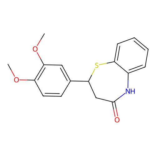 1,5-Benzothiazepin-4(5H)-one, 2-(3,4-dimethoxyphenyl)-2,3-dihydro- structure