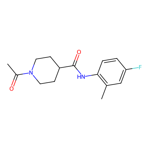 1-acetyl-N-(4-fluoro-2-methylphenyl)piperidine-4-carboxamide structure