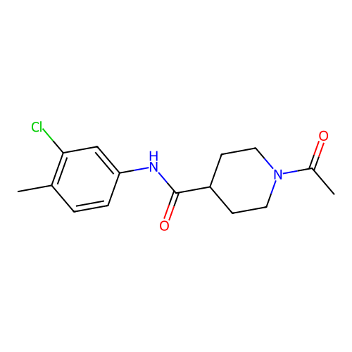 1-acetyl-N-(3-chloro-4-methylphenyl)piperidine-4-carboxamide structure